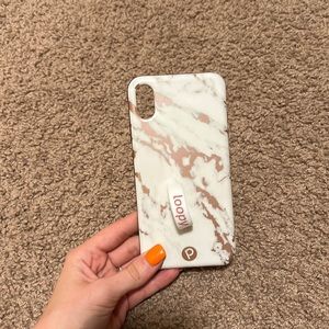 White and rose gold marble loopy case